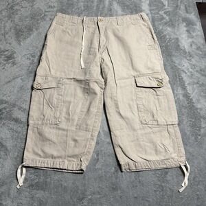 VTG Y2K UR Womens Wide Leg‎ Linen Blend Capri Pants Size 34 (33x17) Boho Indie